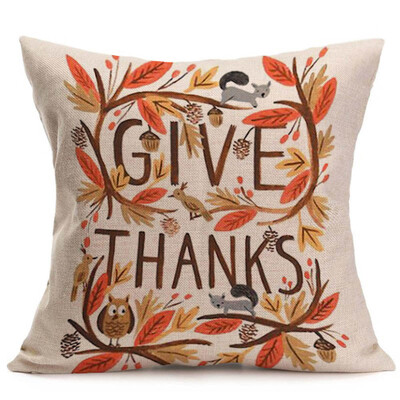 

〖Follure〗Happy Fall Thanksgiving Day Soft Linen Pillow Case Cushion Cover Home Decor