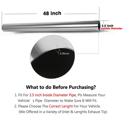 

25" Inlet 25" Outlet Exhaust Pipe 48"4 Length Straight Tube Stainless Steel