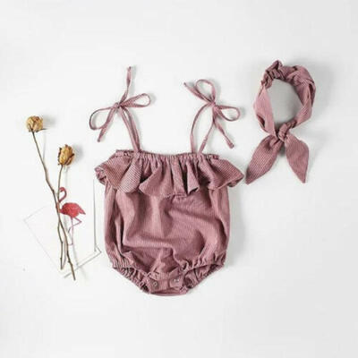 

Infant Newborn Baby Girl Striped Romper Bodysuit Jumpsuit 2Pcs Set Outfit Summer