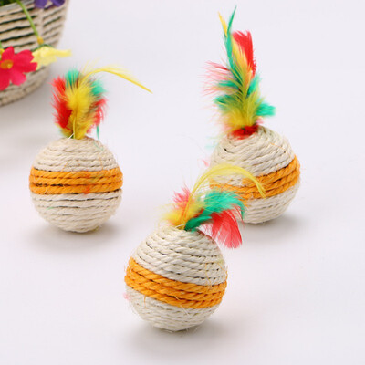 

Comfy Pet Supplies Feathered Sisal Cat Toy Balls for Cats&Kittens Handmade Eco-friendly&Safe Perfect for Cat Lover