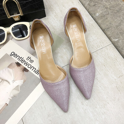 

Spring&summer 2019 new French high-heeled shoes female thin heel pointed hollow sandals small fresh shallow net red list