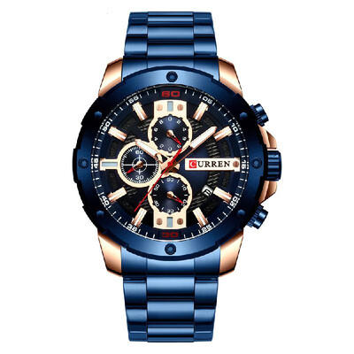 

CURREN 8336 Man Quartz Wristwatch Luminous Date Display 110 Second Minute Second Chronograph Dial Stainless Steel Watchband Male
