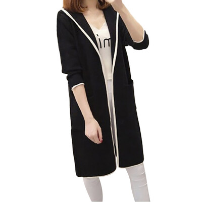 

Toponeto Womens Winter Loose Hooded Wild Elegant Windbreaker Sweater Coat Cardigan