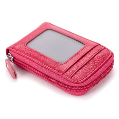 

Leather Credit ID Card Holder Men Women Zipper Wallet Multi-card Position Genuine Leather Business Unisex Card Wallet