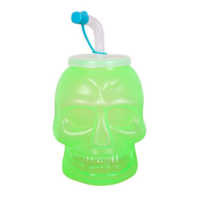 

Plastic Skull Drinking Cup With Lid And Straw Holiday Party Kids Sipper Cup Halloween Party Supplies