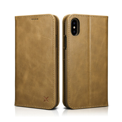 

Original XOOMZ Genuine Leather Wallet Case For Apple iPhone X Luxury Vintage Magnetic Flip Cover Phone Cases For iPhone X Case