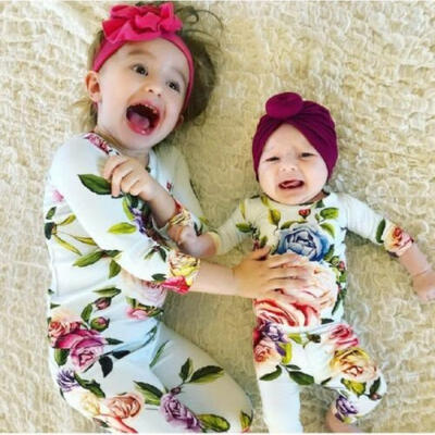 

US Newborn Kid Baby Girl Clothes Floral Top T-shirt Pants Headband Outfit Autumn