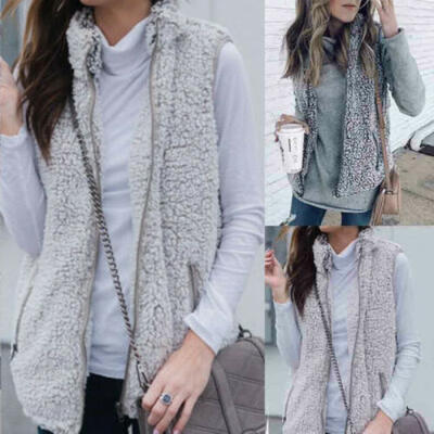 

Women Vest Fur Jacket Fluffy Waistcoat Sleeveless Outerwear Top Winter Warm Coat