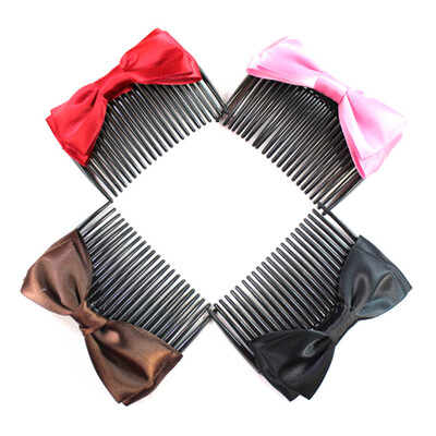 

Women Girl Kids Bow Comb Bangs Jewelry Headwear Hair Comb Hair Ribbon Bow Hair Accessories colorrandom