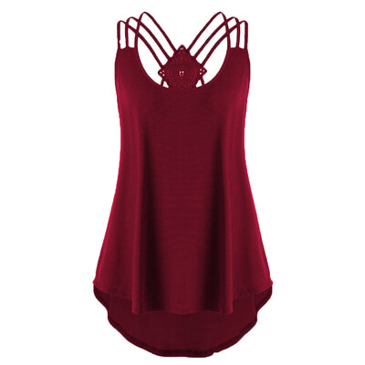 

Nomeni Ladies Bandages Sleeveless Vest Top High Low Tank Top Notes Strappy Tank Tops