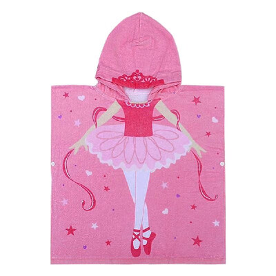 

60cm Baby Kids Cotton Hooded Pullover Bath Towel Beach Swimming Towel Poncho