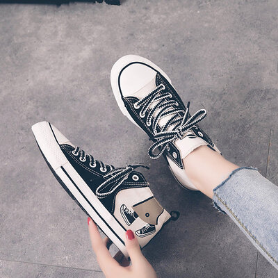 

canvas shoes womens autumn tide shoes high-aid summer-style breathable ins Korean-style shoes&air-style shoes for studen