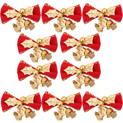 

Toponeto 10PC Christmas Tree Decoration Xmas Bowknot Bell Party Garden Wedding Ornament