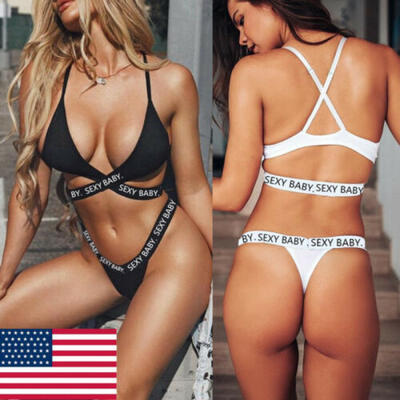

Sexy Women Lingerie Bandage Push Up Bra & Panties Push Up Sports Bra Set