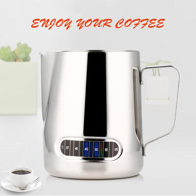 

600ml Stainless Steel Coffee Milk Frothing Pitcher with Thermometer