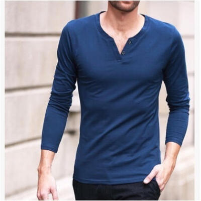 

Men&39s Slim Fit V Neck Long Sleeve Muscle Tee T-shirt Plain Tops Blouse