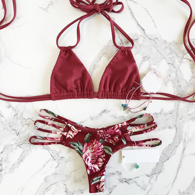 

Roseonmyhand Swimwear Women Bikini Set Bandage Push-Up Swimsuit Bathing Beachwear
