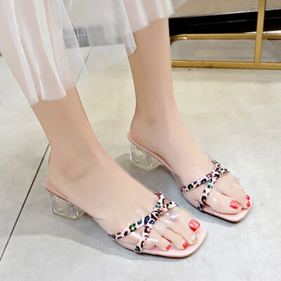 

Rose Sandals Summer Transparent Slippers Fish Mouth Thick With Heel Womens Slippers