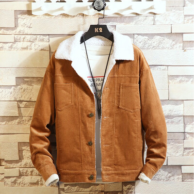 

Toponeto Mens New Winter Style Pure Corduroy Thickened Thermal Coat Fashion Casual Coat