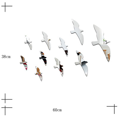 

〖Follure〗Acrylic 3D Seagull Bird Combination Mirror Effect Wall Sticker Decal Home Decor