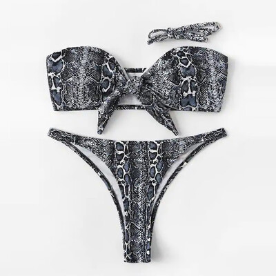 

Roseonmyhand Sexy Women Snake Printed Bikini Push-Up Padded Swimwear Swimsuit Beachwear Set