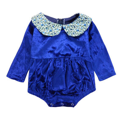 Spring Doll Collar Cute Long Sleeve Girl Baby Rompers Back Zipper Jumpsuit