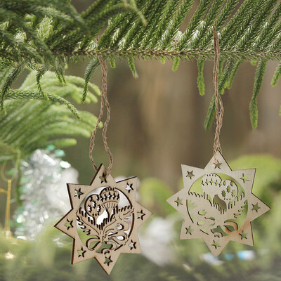 

〖Follure〗10pc Wooden Snowflake Cutouts Embellishments Wood Ornament Xmas Gift Tag