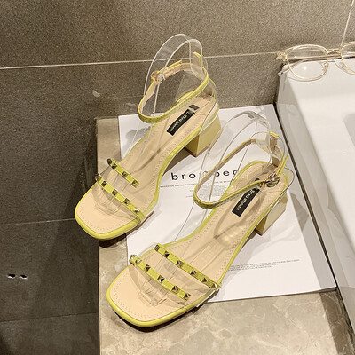 

Coarse-heeled Sandals for Women in Summer Joker Fashion Roman Word Buckle Fairy hi Late High-heeled