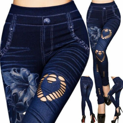 

Women Leggings New Skinny High Waist Jeans Trousers Denim Stretchy Pencil Pants