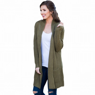 

Wool knit sweater long sleeve long cardigan sweater