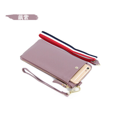 

The first layer of leather ladies new hanging neck clutch bag Europe&the United States thin section color broadband leather mobile phone bag long wallet