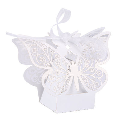 

10pcs Wedding Gift Boxes Bags Hollow Butterfly Candy Box For Baptism Birthday First Communion Christening Party Supplies