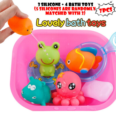 

Baby Bath Toys Cartoon Marine Animals Kids Bathtub Salvage Toys For Toddlers