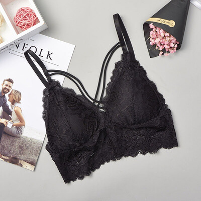 

Womens Bra Lace Floral Padded Bralette Underwear Sexy Lady Bra Back Cross  Closure Intimates