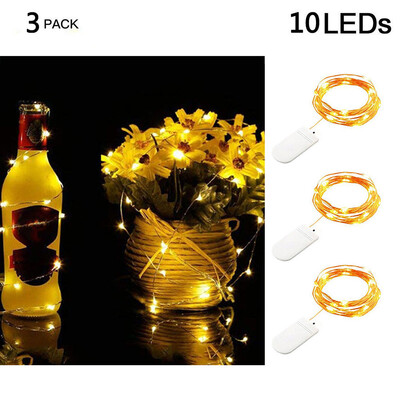 

Gobestart 3Pcs 10LED Fairy Lights Battery Starry String Copper Wire Decor Christmas