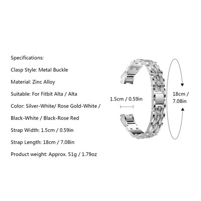 

High Quality Watch Band Zinc Alloy Women Watch Band Fashion Simple Style Wrist Strap For Fitbit Alta Smart Watch