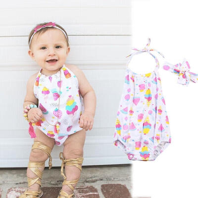 

Newborn Infant Baby Girl Ice Cream Romper Bodysuit Jumpsuit Outfit Clothes 0-24M