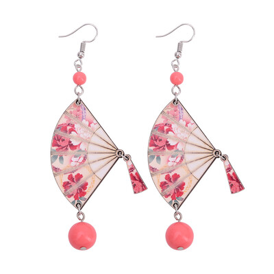 

Wood Charm Drop Earrings Earring For Woman Fan Pendants Acrylic Beads Hook Fashion Women Earrings