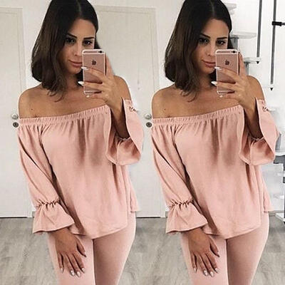 

Fashion Women Lady Sexy Off Shoulder Casual Long Sleeve Slim T-Shirt Top Blouse