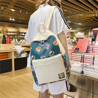

Insfeng schoolbag female Korean version senior high school students Harajuku canvas junior high school girls Mori Department Shoul
