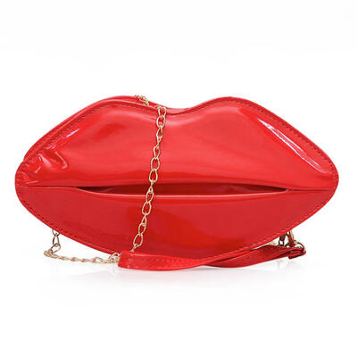 

Jelly Lips Shoulder Handbags Women Bright Leather Chain Crossbody Bags