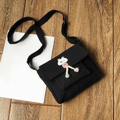 

Tailored Female Canvas Bag Cartoon Shoulder Student Messenger Bag Sleek Simple Bag