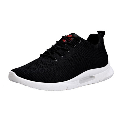 

2019 Fashion No-slip Vulcanize Shoes For Men Breathable Sneakers Air Mesh Lace Up Wear-resistant Solid Color Shoes