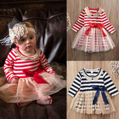 

Stripe Girls Toddler Kids Baby Princess Party Pageant Wedding Tulle Tutu Dresses
