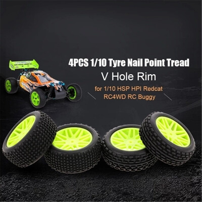 

Tailored 4PCS 110 RC Off-road Tyre Nail Point Tread Pattern V Hole Rim for 110 HSP HPI