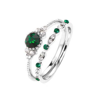 

2PcsSet Fashion Women Crystal Rings Wedding Engagement Rings Jewelry