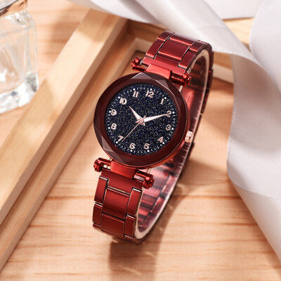 

RM Simple Fashion Cool Flat Bump Starry Sky Dial Ladies Steel Belt Quartz Watch