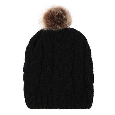 

Tailored Adult Women Keep Warm Winter Fur Ball Knitted Wool Beanie Hemming Hat Cap