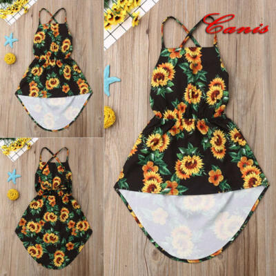 

Toddler Kids Baby Girls Summer Sunflower Backless Party Pageant Dress Sundress