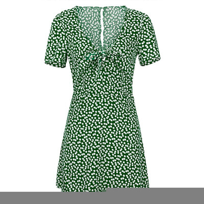 

Summer Women Fashion Print V-neck Short Sleeve Dress